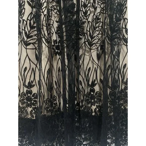 Metro Wear Skirt Black Mesh Floral Overlay Tan Lining Sz PS Elastic Waist 28 - Picture 14 of 14